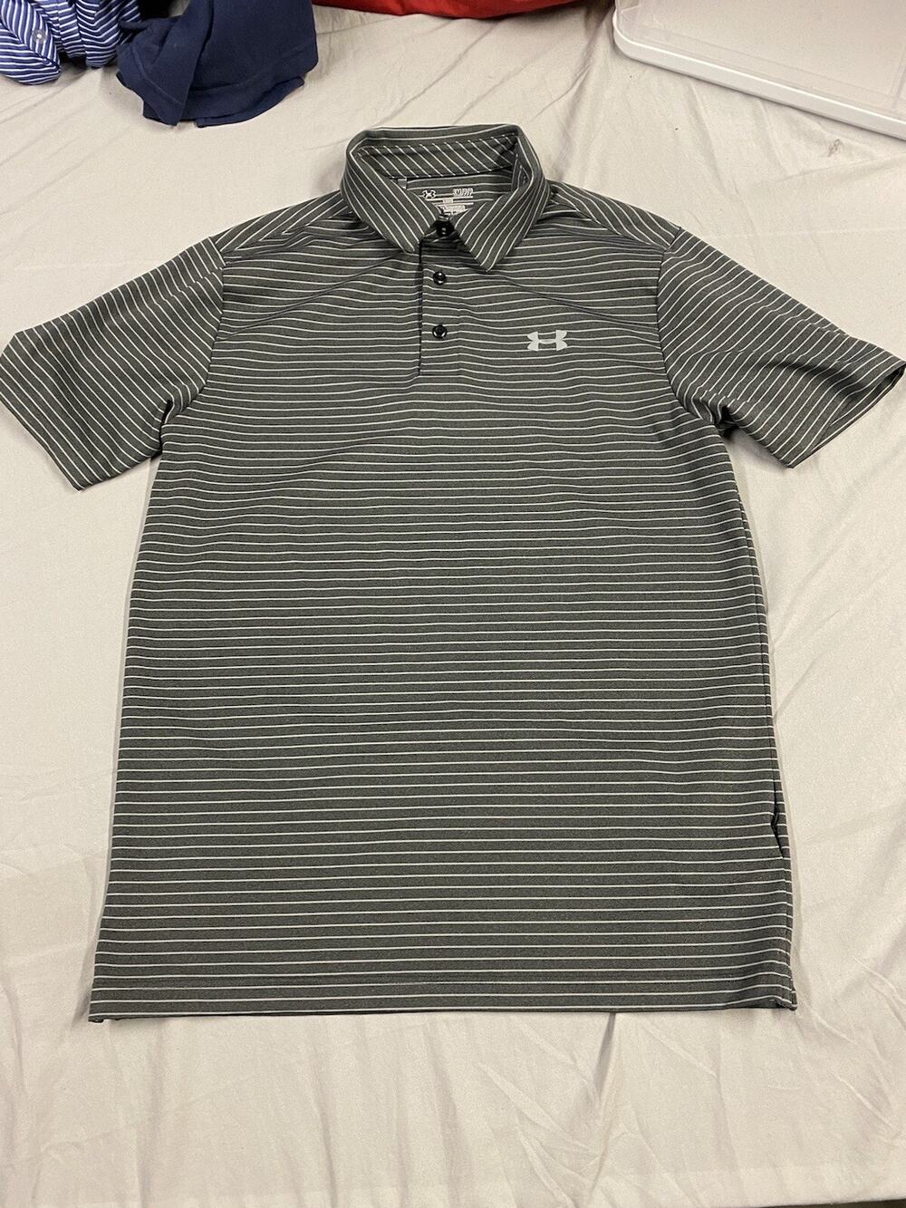Under Armour Men's Heat Gear Loose Fit Gray Golf Polo Shirt Size Small